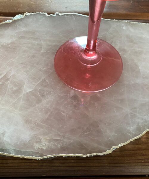 Large Premium Rose Quartz Natural Shape Silver Edge Platter 5 / Cheeseboard / Tray / Sign Board L29xW21xD1cm - 1460g - Image 17