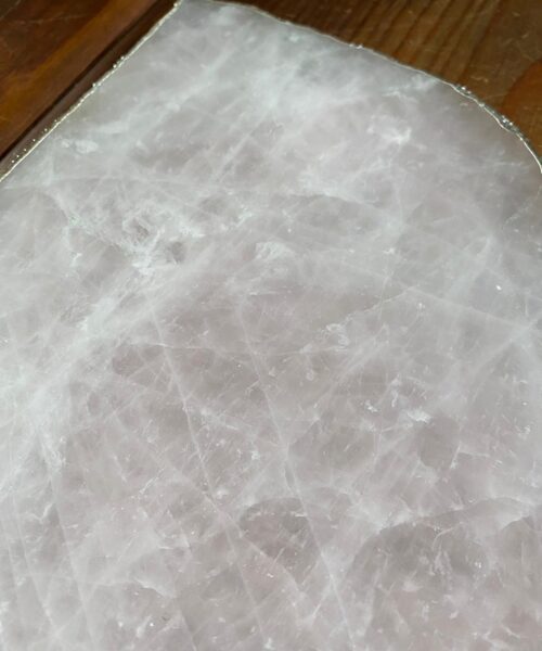 Large Premium Rose Quartz Natural Shape Silver Edge Platter 5 / Cheeseboard / Tray / Sign Board L29xW21xD1cm - 1460g - Image 6