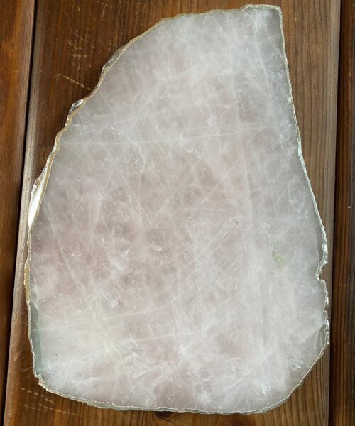 Large Premium Rose Quartz Natural Shape Silver Edge Platter 5 / Cheeseboard / Tray / Sign Board L29xW21xD1cm - 1460g - Image 7