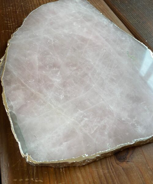 Large Premium Rose Quartz Natural Shape Silver Edge Platter 5 / Cheeseboard / Tray / Sign Board L29xW21xD1cm - 1460g - Image 8