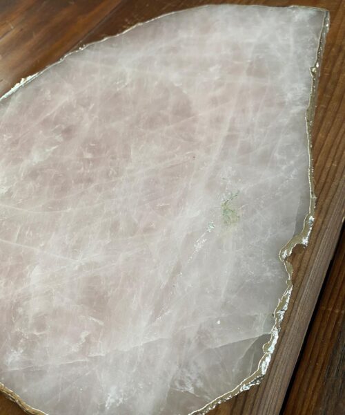 Large Premium Rose Quartz Natural Shape Silver Edge Platter 5 / Cheeseboard / Tray / Sign Board L29xW21xD1cm - 1460g - Image 9