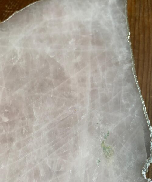 Large Premium Rose Quartz Natural Shape Silver Edge Platter 5 / Cheeseboard / Tray / Sign Board L29xW21xD1cm - 1460g - Image 10