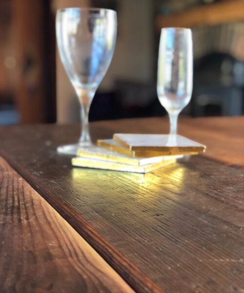 Alternative view of White Crystal Quartz Premium Coasters Square Shape Gold Edge (Set of 4) Gift