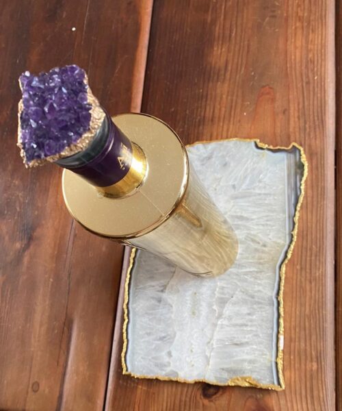 Large Premium White Agate Natural Shape 24ct Gold Edge Platter 1 / Cheeseboard / Tray / Sign Board L27xW18xD1cm – 1351g - Image 10