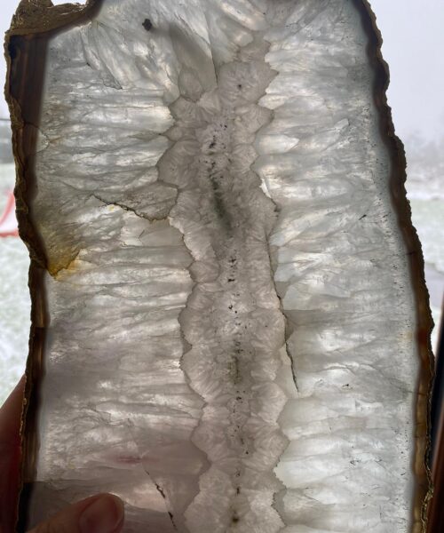 Large Premium White Agate Natural Shape 24ct Gold Edge Platter 1 / Cheeseboard / Tray / Sign Board L27xW18xD1cm – 1351g - Image 13