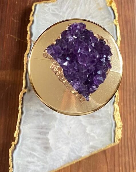 Large Premium White Agate Natural Shape 24ct Gold Edge Platter 3 / Cheeseboard / Tray / Sign Board L30xW16xD1cm – 1128g - Image 14