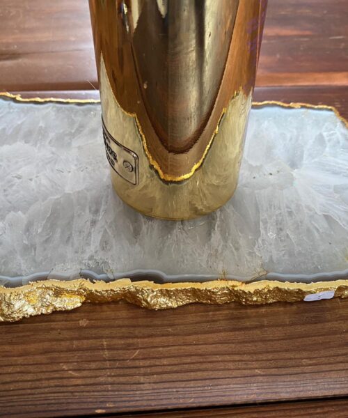 Large Premium White Agate Natural Shape 24ct Gold Edge Platter 3 / Cheeseboard / Tray / Sign Board L30xW16xD1cm – 1128g - Image 15