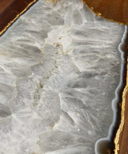 Large Premium White Agate Natural Shape 24ct Gold Edge Platter 3 / Cheeseboard / Tray / Sign Board L30xW16xD1cm – 1128g - Image 4