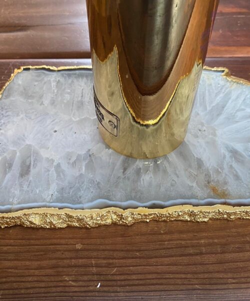 Large Premium White Agate Natural Shape 24ct Gold Edge Platter 5 / Cheeseboard / Tray / Sign Board L28xW16xD1cm – 1182g - Image 15