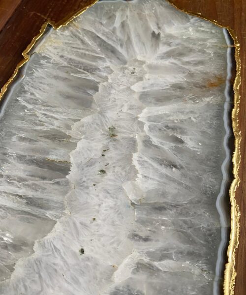 Large Premium White Agate Natural Shape 24ct Gold Edge Platter 5 / Cheeseboard / Tray / Sign Board L28xW16xD1cm – 1182g - Image 3