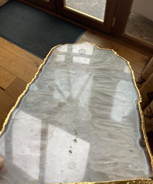 Large Premium White Agate Natural Shape 24ct Gold Edge Platter 5 / Cheeseboard / Tray / Sign Board L28xW16xD1cm – 1182g - Image 8