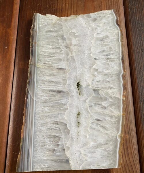 Large Premium White Agate Natural Shape Natural Edge Platter 1 / Cheeseboard / Tray / Sign Board L31xW19xD1cm – 1718g