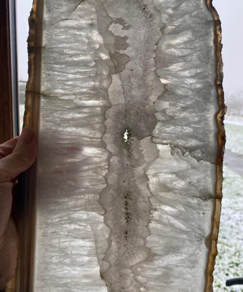 Large Premium White Agate Natural Shape Natural Edge Platter 1 / Cheeseboard / Tray / Sign Board L31xW19xD1cm – 1718g - Image 11