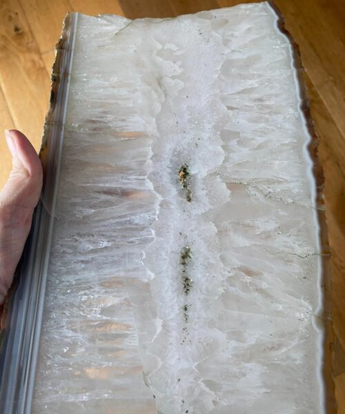 Large Premium White Agate Natural Shape Natural Edge Platter 1 / Cheeseboard / Tray / Sign Board L31xW19xD1cm – 1718g - Image 14