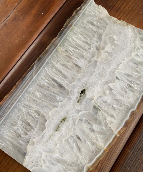 Large Premium White Agate Natural Shape Natural Edge Platter 1 / Cheeseboard / Tray / Sign Board L31xW19xD1cm – 1718g - Image 5