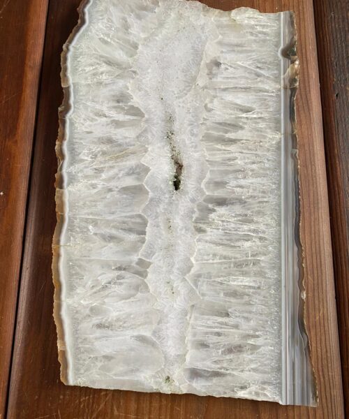 Large Premium White Agate Natural Shape Natural Edge Platter 1 / Cheeseboard / Tray / Sign Board L31xW19xD1cm – 1718g - Image 6