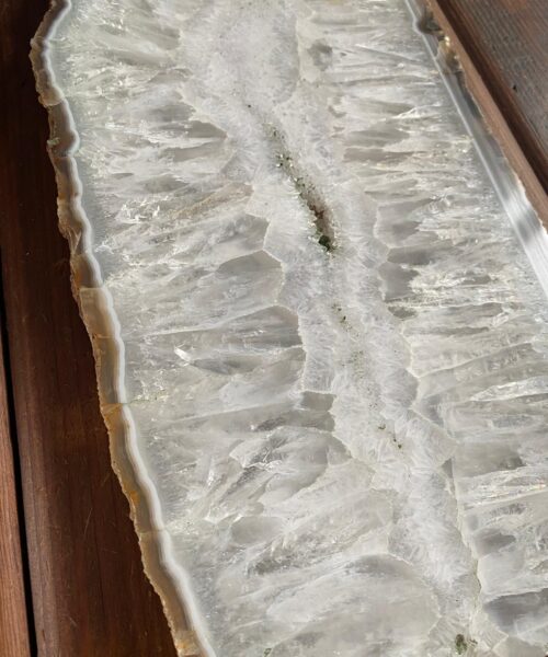 Large Premium White Agate Natural Shape Natural Edge Platter 1 / Cheeseboard / Tray / Sign Board L31xW19xD1cm – 1718g - Image 8
