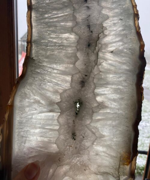 Large Premium White Agate Natural Shape Natural Edge Platter 2 / Cheeseboard / Tray / Sign Board L28xW19xD1cm – 1444g - Image 11
