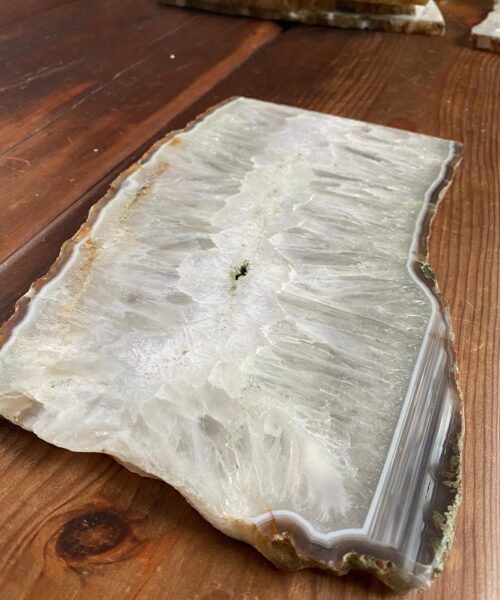 Alternative view of Large Premium White Agate Natural Shape Natural Edge Platter 2 / Cheeseboard / Tray / Sign Board L28xW19xD1cm – 1444g