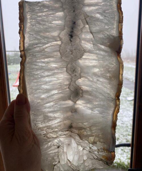 Large Premium White Agate Natural Shape Natural Edge Platter 3 / Cheeseboard / Tray / Sign Board L29xW16xD1cm – 1281g - Image 10