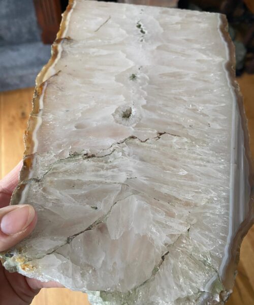 Large Premium White Agate Natural Shape Natural Edge Platter 3 / Cheeseboard / Tray / Sign Board L29xW16xD1cm – 1281g - Image 12
