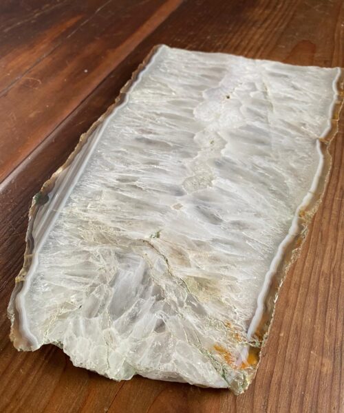 Alternative view of Large Premium White Agate Natural Shape Natural Edge Platter 3 / Cheeseboard / Tray / Sign Board L29xW16xD1cm – 1281g