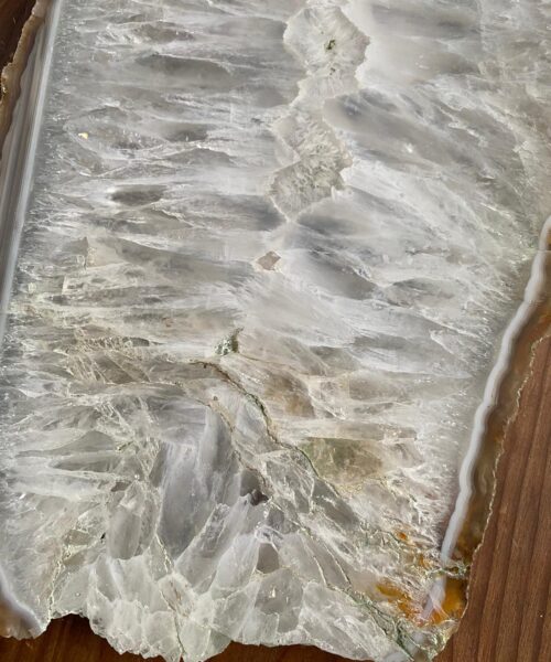 Large Premium White Agate Natural Shape Natural Edge Platter 3 / Cheeseboard / Tray / Sign Board L29xW16xD1cm – 1281g - Image 3