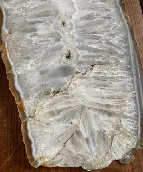 Large Premium White Agate Natural Shape Natural Edge Platter 3 / Cheeseboard / Tray / Sign Board L29xW16xD1cm – 1281g - Image 6