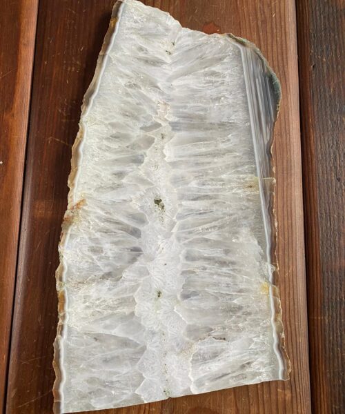 Large Premium White Agate Natural Shape Natural Edge Platter 5 / Cheeseboard / Tray / Sign Board L34xW18xD1cm – 1514g