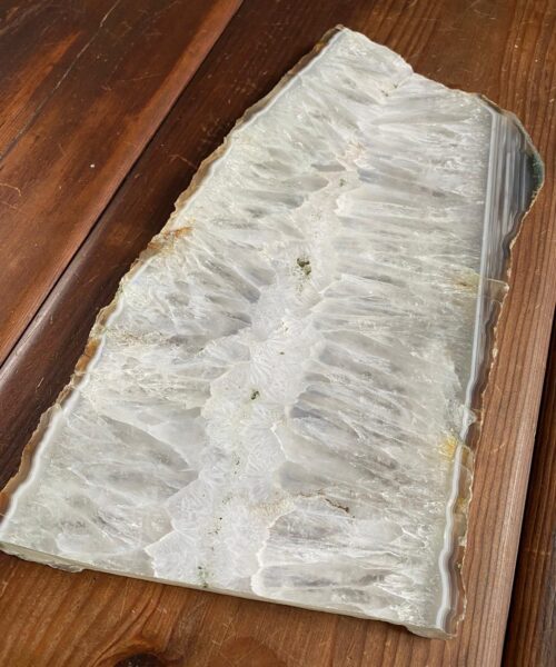 Alternative view of Large Premium White Agate Natural Shape Natural Edge Platter 5 / Cheeseboard / Tray / Sign Board L34xW18xD1cm – 1514g