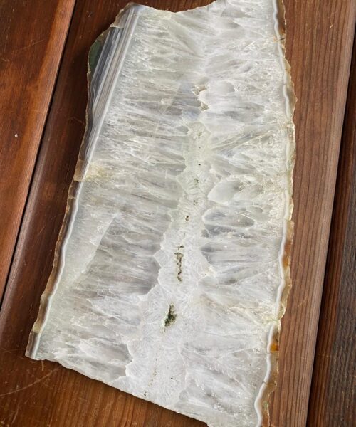 Large Premium White Agate Natural Shape Natural Edge Platter 5 / Cheeseboard / Tray / Sign Board L34xW18xD1cm – 1514g - Image 4