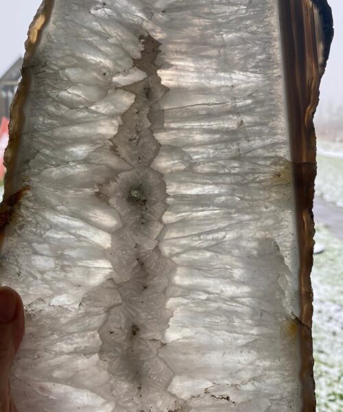 Large Premium White Agate Natural Shape Natural Edge Platter 5 / Cheeseboard / Tray / Sign Board L34xW18xD1cm – 1514g - Image 8