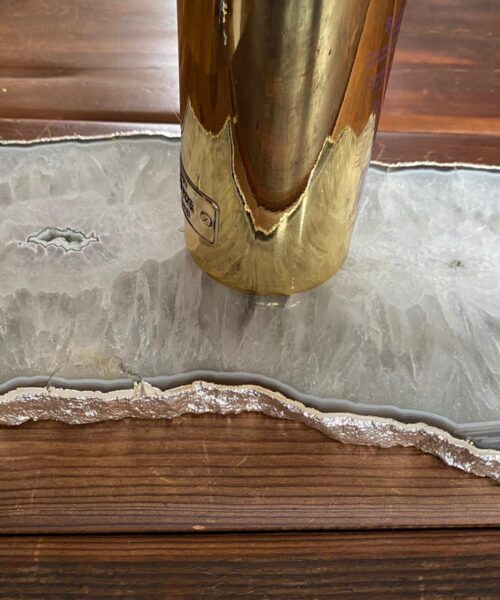 Large Premium White Agate Natural Shape Silver Edge Platter 5 / Cheeseboard / Tray / Sign Board L27xW17xD1cm – 1345g - Image 10