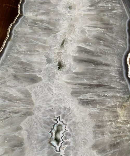 Large Premium White Agate Natural Shape Silver Edge Platter 5 / Cheeseboard / Tray / Sign Board L27xW17xD1cm – 1345g - Image 3