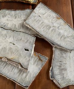 White Agate Silver Platters