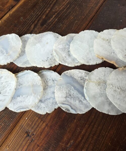 White Agate Premium Microcrystalline Quartz Coasters Natural Shape Natural Edge (set of 4) Gift - Image 4