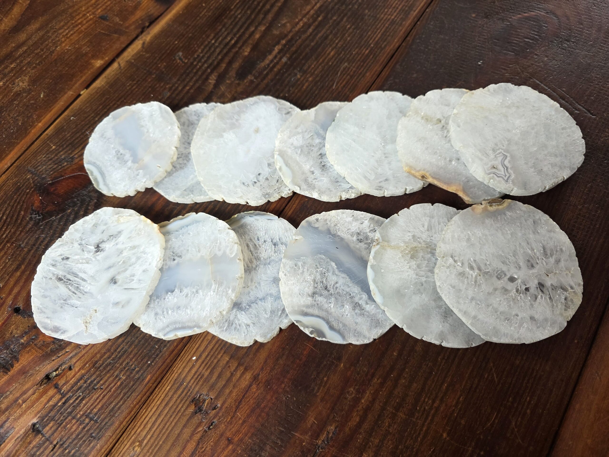 White Agate Premium Microcrystalline Quartz Coasters Natural Shape Natural Edge (set of 4) Gift - Image 4