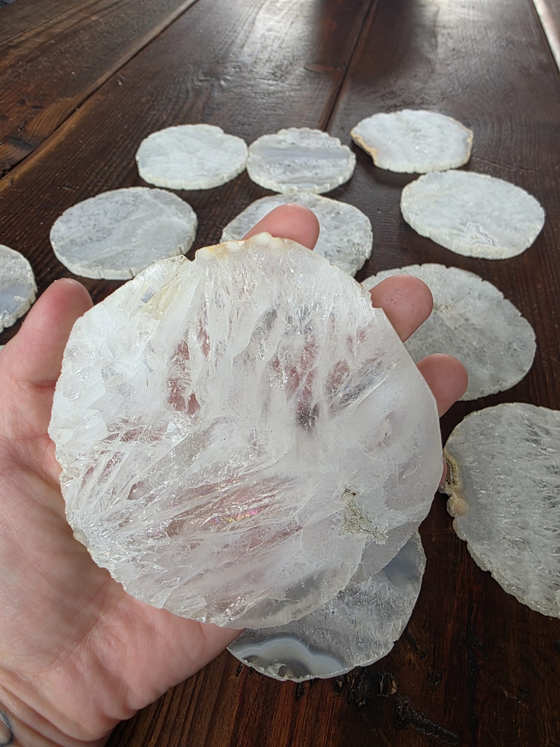 White Agate Premium Microcrystalline Quartz Coasters Natural Shape Natural Edge (set of 4) Gift - Image 5