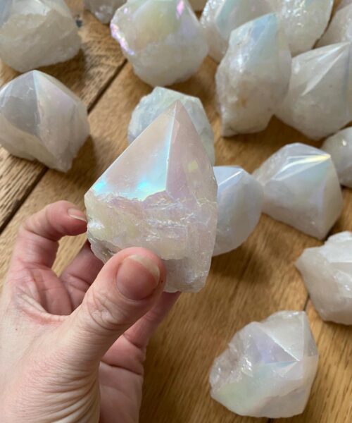 Premium Angel Aura Crystal Clear Quartz Point Tower approx. 200-300g - H8 x W7cm - Image 4
