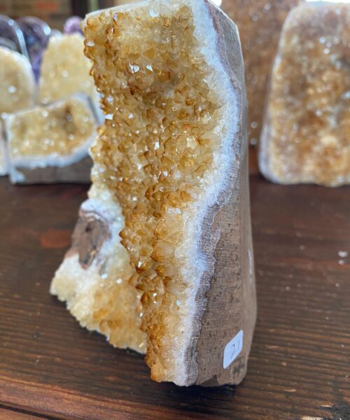 Premium High Grade Citrine Druzy 21 Mini Geode Cluster Piece Cut Base 983g H13.5xW10.5xD7.5cm - Image 3