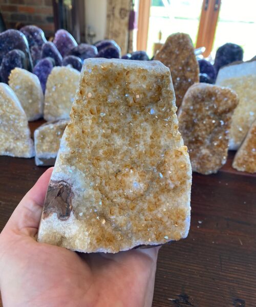 Premium High Grade Citrine Druzy 21 Mini Geode Cluster Piece Cut Base 983g H13.5xW10.5xD7.5cm - Image 6