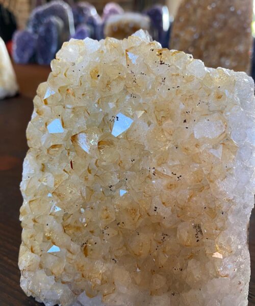 Premium High Grade Citrine Druzy 4 Mini Geode Cluster Piece Cut Base 1.001g H11.5xW9.5xD7.5cm
