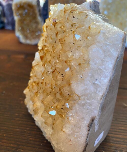 Alternative view of Premium High Grade Citrine Druzy 4 Mini Geode Cluster Piece Cut Base 1.001g H11.5xW9.5xD7.5cm