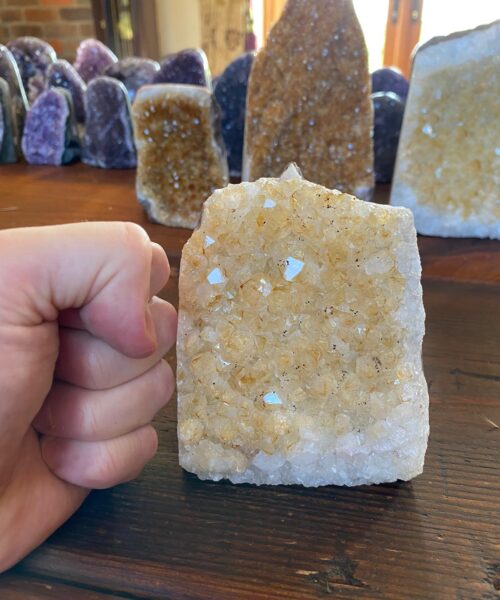 Premium High Grade Citrine Druzy 4 Mini Geode Cluster Piece Cut Base 1.001g H11.5xW9.5xD7.5cm - Image 6