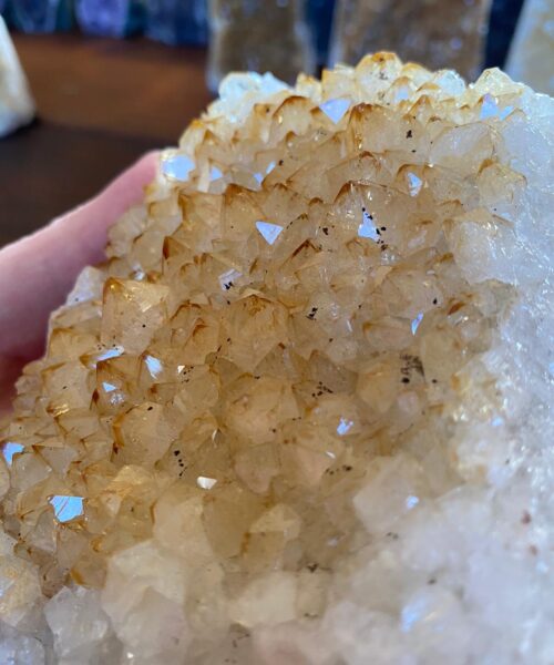 Premium High Grade Citrine Druzy 4 Mini Geode Cluster Piece Cut Base 1.001g H11.5xW9.5xD7.5cm - Image 7