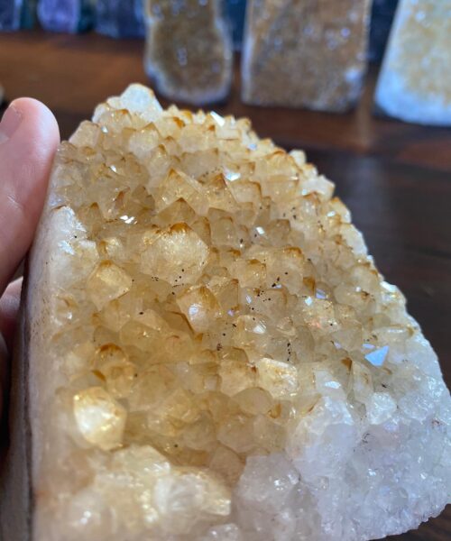 Premium High Grade Citrine Druzy 4 Mini Geode Cluster Piece Cut Base 1.001g H11.5xW9.5xD7.5cm - Image 8