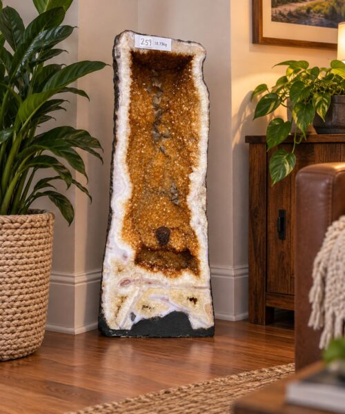 Tall Citrine Geode 259 Crystal Cluster Druzy Premium Grade 18.73kg H47xW21xD18cm