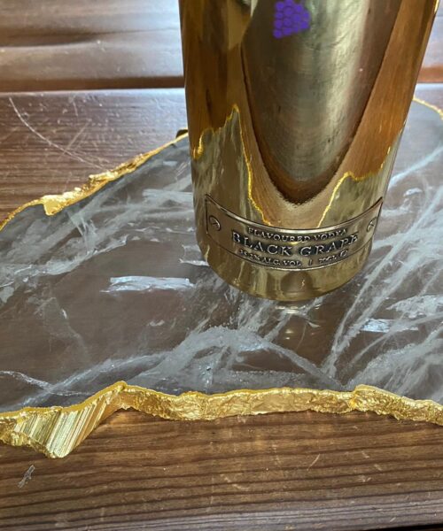 Large Premium Clear Quartz Natural Shape Gold Edge Platter 1 / Cheeseboard / Tray / Sign Board L26xW19xD1cm - 898g - Image 10