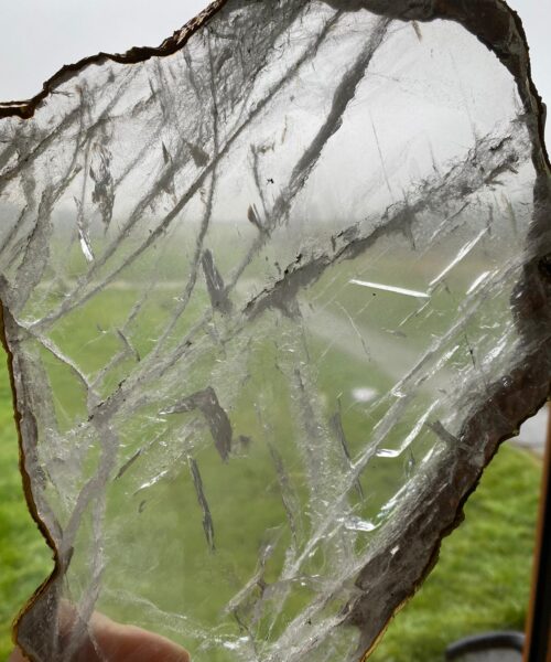Large Premium Clear Quartz Natural Shape Gold Edge Platter 1 / Cheeseboard / Tray / Sign Board L26xW19xD1cm - 898g - Image 12