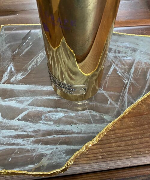 Large Premium Clear Quartz Natural Shape Gold Edge Platter 2 / Cheeseboard / Tray / Sign Board L31xW24xD1cm - 1352g - Image 13